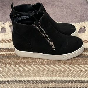 Black raised heel boot